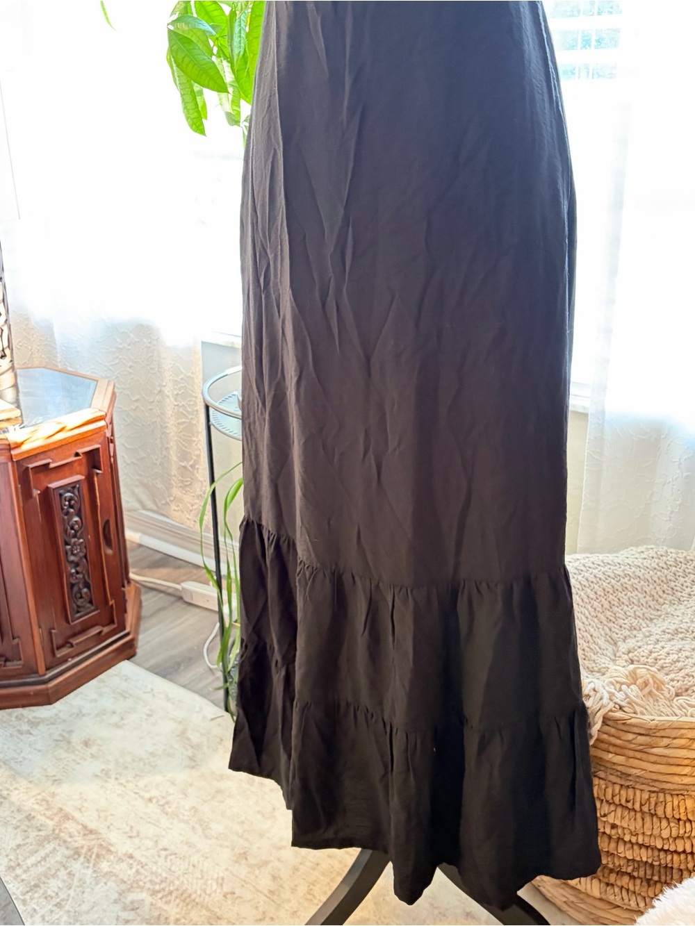 A New Day Black Maxi Dress adjustable thin straps open back size small NWT - Picture 3 of 8